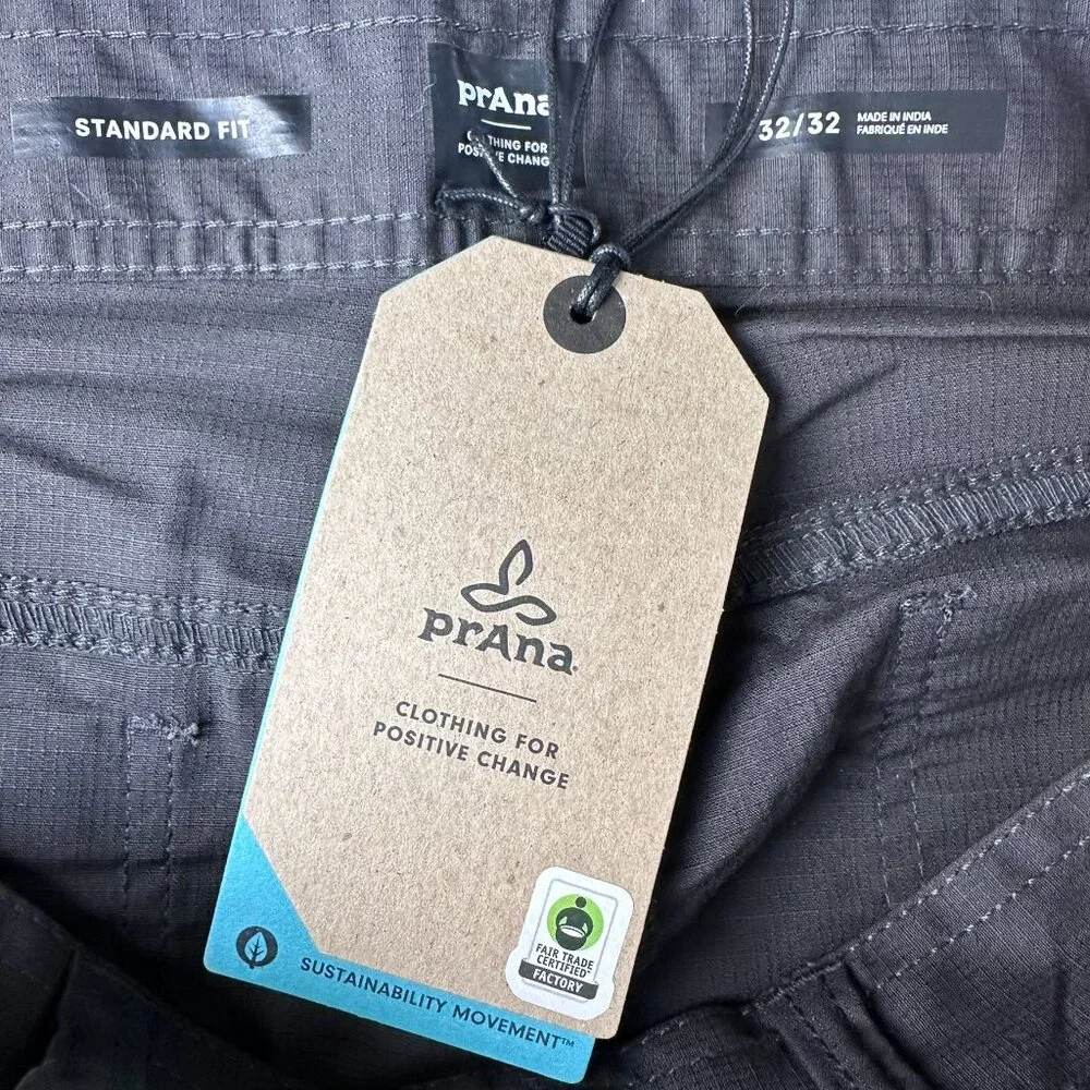 prAna Men's Double Peak‎ Ripstop Tapered Leg Pant, Size W32 x L32, Charcoal